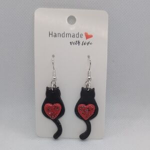 Black and Red Cat Earrings